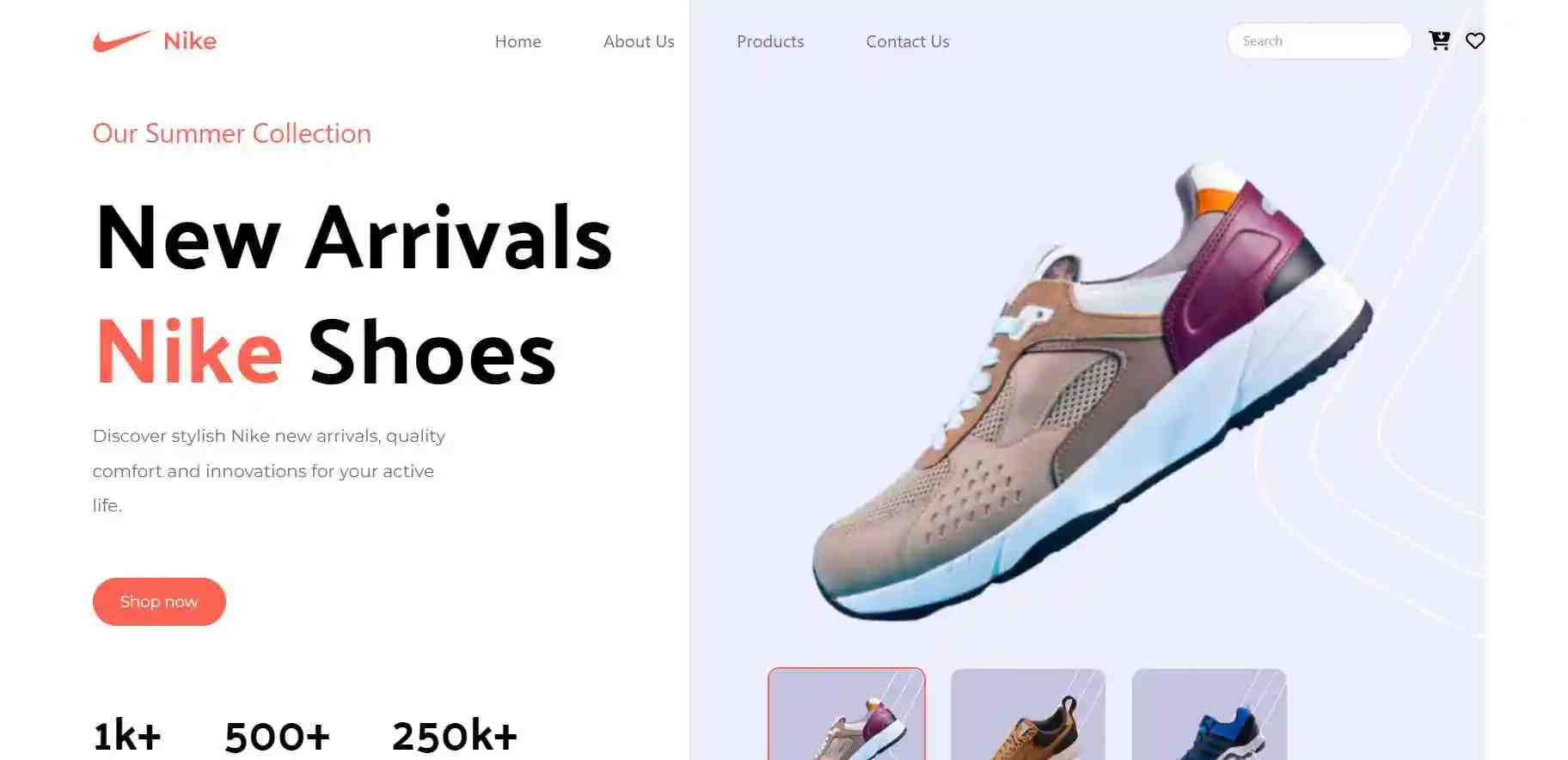 screen shot of nike website