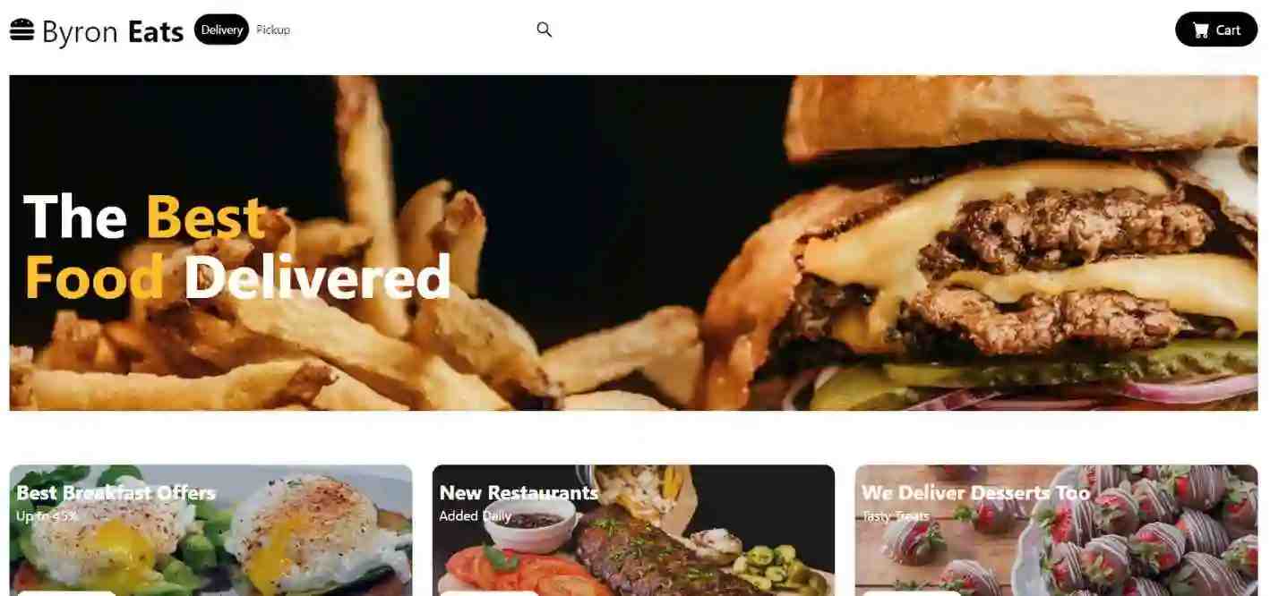 screen shot of byron eats website